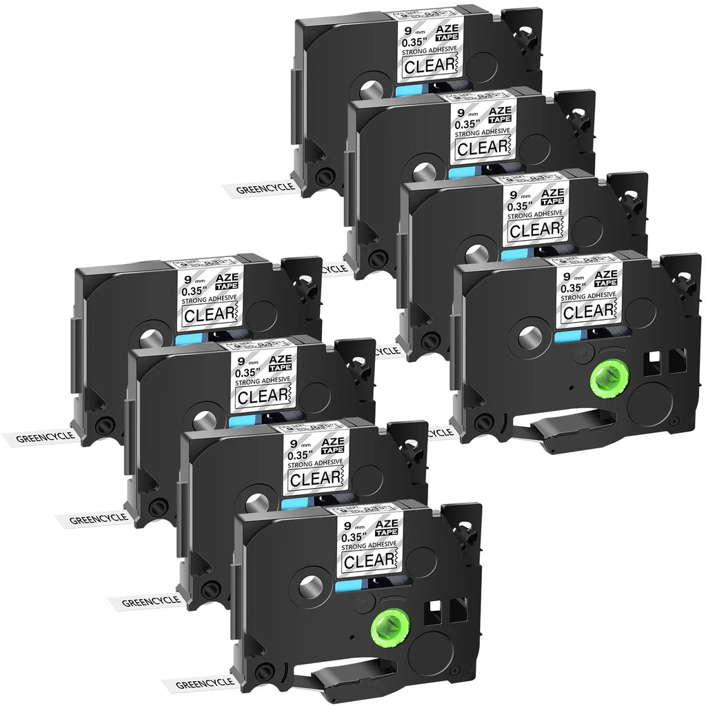 Label D600 in Brother D400 Tape TZe-S121 Laminated 8m GREENCYCLE Pack use 0.35'' PT-D210 TZe-121 8 TZ-121 Extra Tapes Strength Maker Clear Compatible on 26.2ft P-Touch for 9mm TZ-S121 Label Black