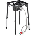 Outdoor Cooker Portable Duty Adjustable Camping Burners Propane w/Detachable Legs Single Burner BBQ Gas Heavy Cooking Cooker Stove Stove Stand 30000BTU Gas & Regulator, PSI